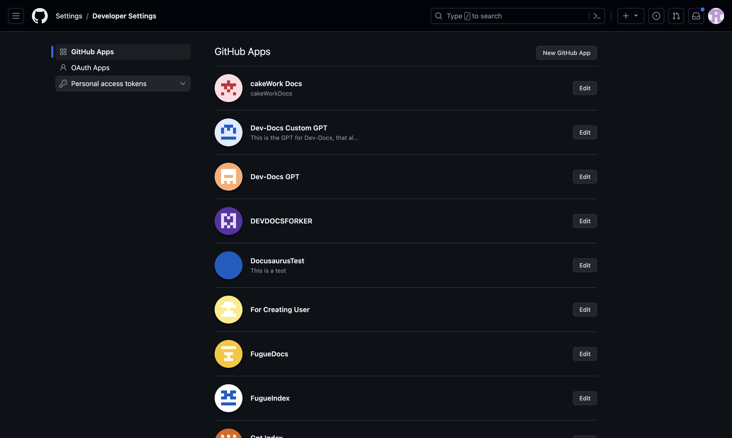 This is the image for BUTTON with the text:       Personal access tokens     and then clicked